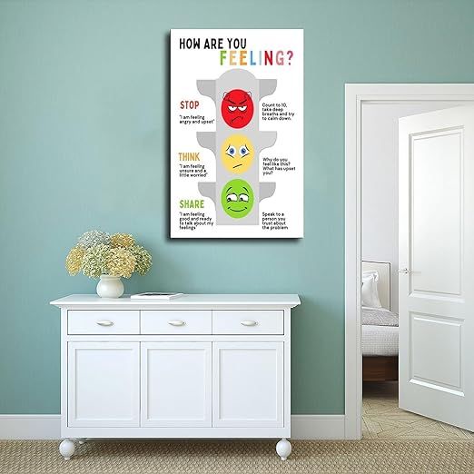 XIANF Self Regulation Traffic Lights Management Classroom Poster, Social Emotional Learning, Feelings Emotions Canvas Poster for Classroom School Therapy Room Unframe:24x36inch(60x90cm)