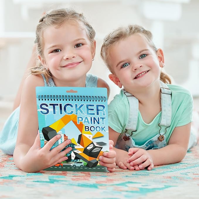AEAHALY Vehicle Sticker Book Sticker Paint Books for Kids Ages 4-10 Paint by Stickers Party Birthday Gifts for Boys Girls Learning