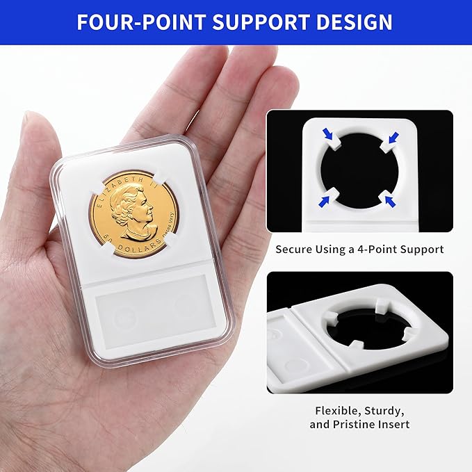 10-Pack Silver Dollar Coin Holder, 33mm Collection Coin Holder, Clear Acrylic Coin Slab Protectors and Display Case for Morgan, Peace, IKE Silver Coin, Four-Point Fixation Coin Capsules