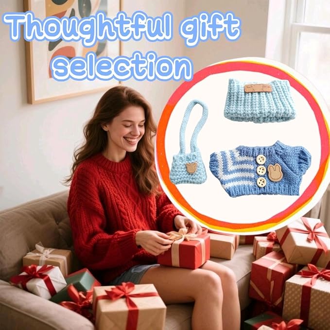 15cm & 17cm Doll Clothes Outfits Set - Premium Dress Up Bundle with Exquisite Accessories | Soft Fabric Fashion Doll Costume for 15-17cm Dolls (Blue)