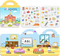 JOFREY at School Reusable Sticker Book,Jelly Sticker for Kids,50pcs Stickers ，Quiet Busy Book Preschool Learning Activities for Toddlers Ages 3-6