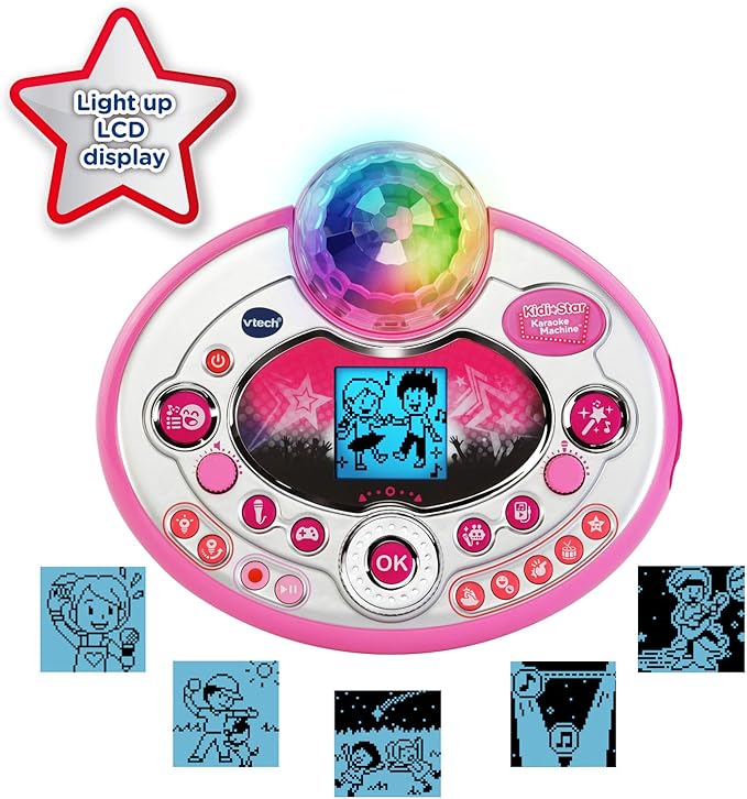 VTech Kidi Star Karaoke Machine Deluxe, 2 Microphones with AC Adapter, Pink
