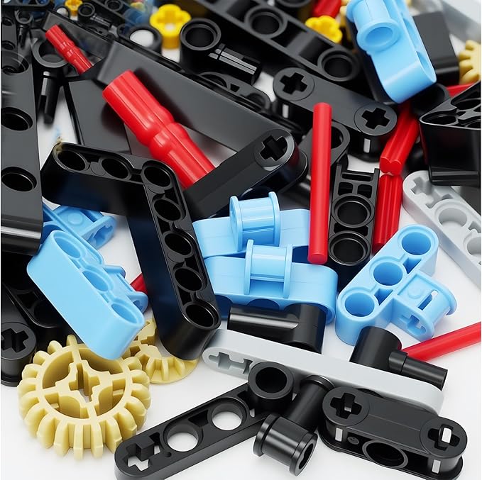 1300Pcs MOC Spare STEM Parts, Cars Gears Axles Wheels Connectors Building Block Accessories Pieces Sets, Chain Link Pins Connector Joints Bricks, Creative Building Block Toys for Ages 6+ Year Old