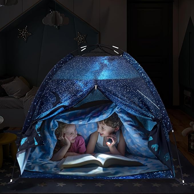 Kids Play Tent Lucky Castle Playhouse for Boys and Girls Easy Fun Dome Tent Camping Playground Pop Up Tent for Kids Indoor and Outdoor Imaginative Play Perfect Kid's Gift (Black Dinosaur)