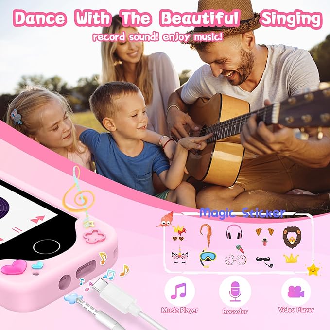 Kids Smart Phone with Dual Camera, Game & Music Player, Toddler Learning Play Toy Cell Phone, Gifts for Girls, Christmas, Birthday, Age 3-10, Light Pink