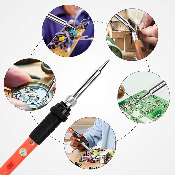 Soldering Iron Kit, 60W Upgraded Soldering Kits Adjustable Temperature Welding Tool Solder Irons Pen with On/Off Switch Use for Electrical Repairs