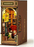 ROBOTIME DIY Book Nook Kit 3D Wooden Puzzles Dollhouse Booknook Library Tiny House Bookshelf Decor Miniature House Kit for Adults, Teens and Beginners Gifts for Family, Friends