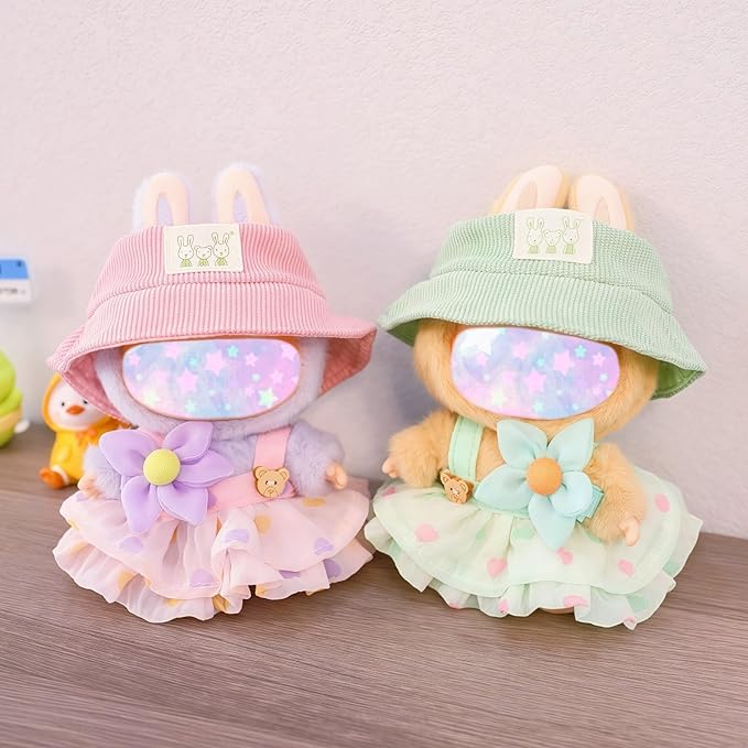 17cm Doll Clothes Set, 3 Pieces Dress Outfit Set for 6.7inch Doll Suit, Fashion Chic Hat & Clothes Accessories for 1st/2nd/3rd Gen Dolls Play & Display Pink