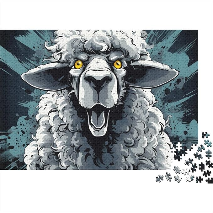 Sheep for Adults Fun Thickened Wooden Jigsaw Puzzles 500 Piece 3D Animal Toy Intellectual Game Education Game Stress Relief Toy Home Decoration Premium & Durable 500pcs (52x38cm)