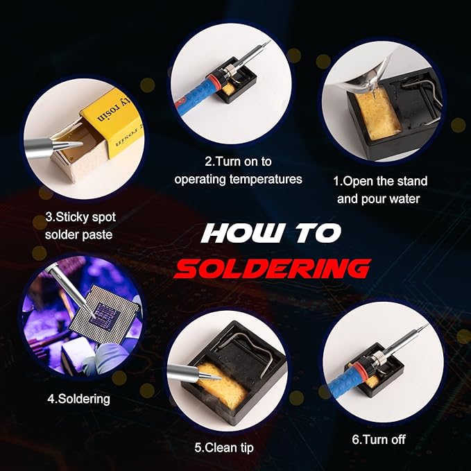 Soldering Iron Kit, 60W 110V Soldering Welding Kit with Ceramic Heater, 10 in 1 Adjustable Temperature Welding Tools, Solder Irons Pen for Metal, Jewelry, Electric Repairing, DIY