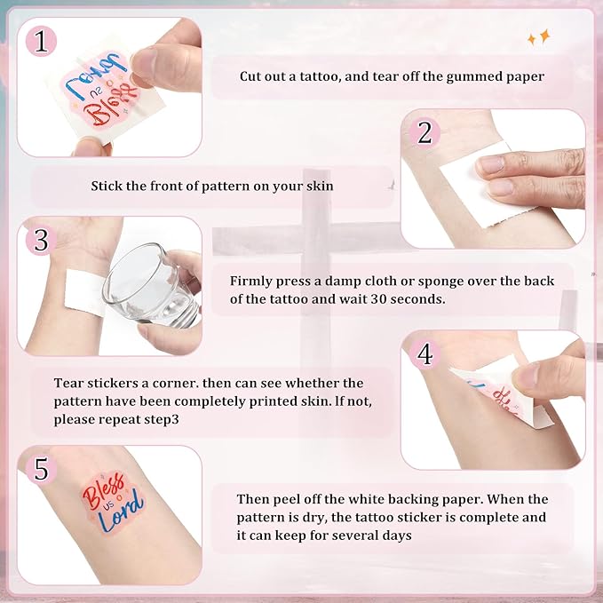 Landhoow 240 Pcs Religious Christian Tattoos Temporary for Kids Glitter Face Tattoos Cool Body Sticker Costume Accessory for Adults Boys Girls Party Favor
