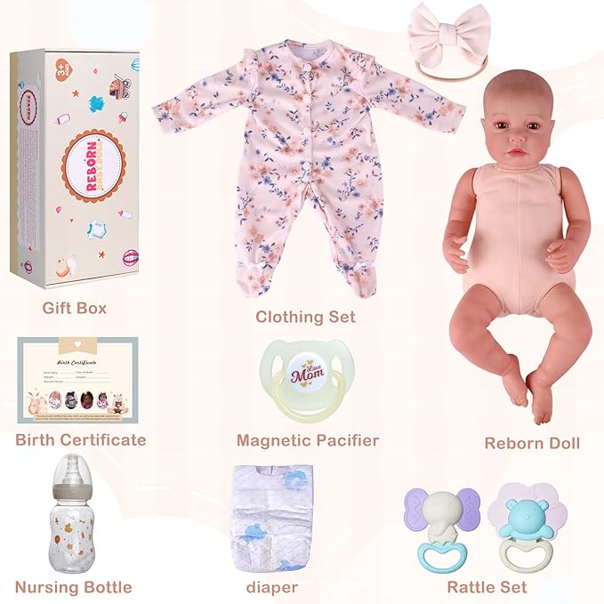 BABESIDE Reborn Baby Dolls - 20-inch Cute Soft Vinyl Realistic Baby Doll Real Life Baby Dolls with Complete Accessories Perfect for Cuddling, Playtime, and Gift Giving