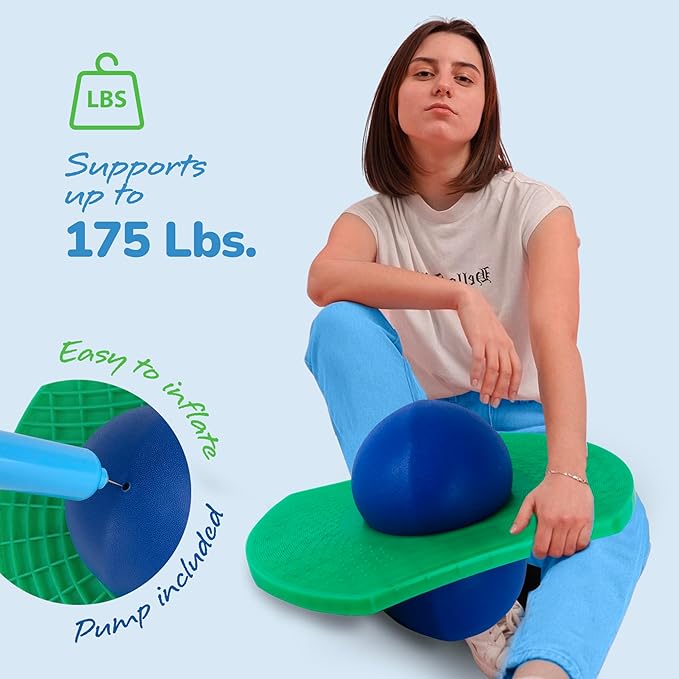 ArtCreativity Pogo Ball for Kids (Up to 175 lb) - Inflatable Balance Bounce Board with Pump and Durable Textured Jumping Board - Pogo Ball Toy Pogo Jumper - Outdoor Birthday Gifts for Boys and Girls