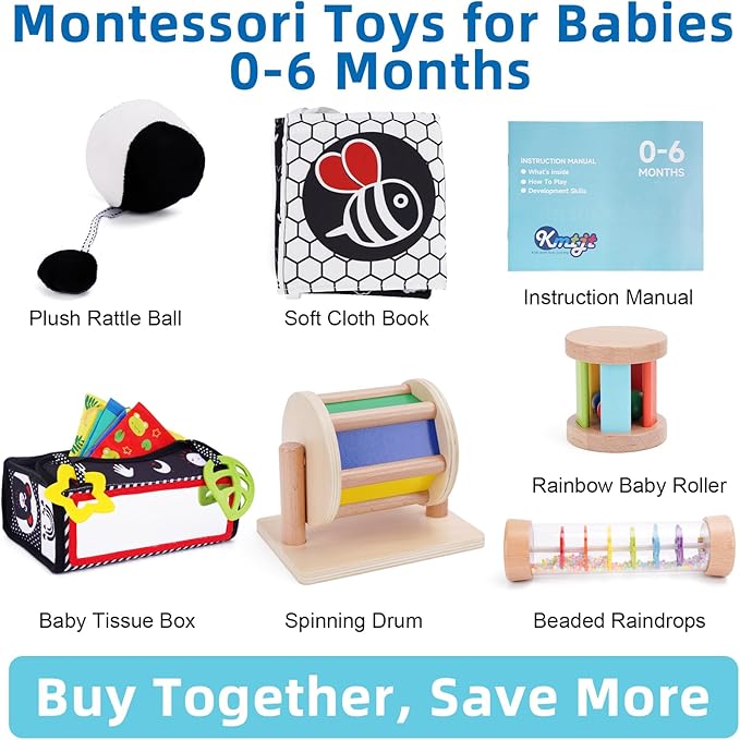 KMTJT Montessori Toys for Babies 0-6 Months | Learning Educational Box Wooden Toys for Baby Infant Newborn Toys 0-6 Months | 1st First Birthday Gifts for 0 6 12 18 Months Boys Girls