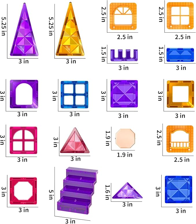 SNAEN Magnet Building Tiles for Kids Ages 3-5 4-8, 96 Pieces Educational Magnet Toys for 3 4 5 6 7 8 Years Old Boys, 3D Building Blocks, Creative Play for Ages 5-7, Toddler Toy Gifts