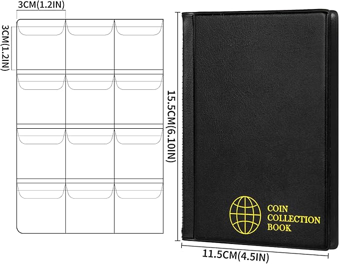 OSOPOLA Coin Storage Album - 120 Pockets Coin Collecting Holder for Collectors Black CS3912