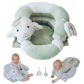 2-in-1 Tummy Time Mat and Seated Support with Sensory Toys – for Newborns and Babies – Includes Detachable Cushion for Supervised Play & Head/Neck Development (Sage)