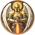 St Benedict Coin & Angel Warrior Metal Token Set - Christian Religious Medallion with Latin Prayer & Fantasy Archangel Design