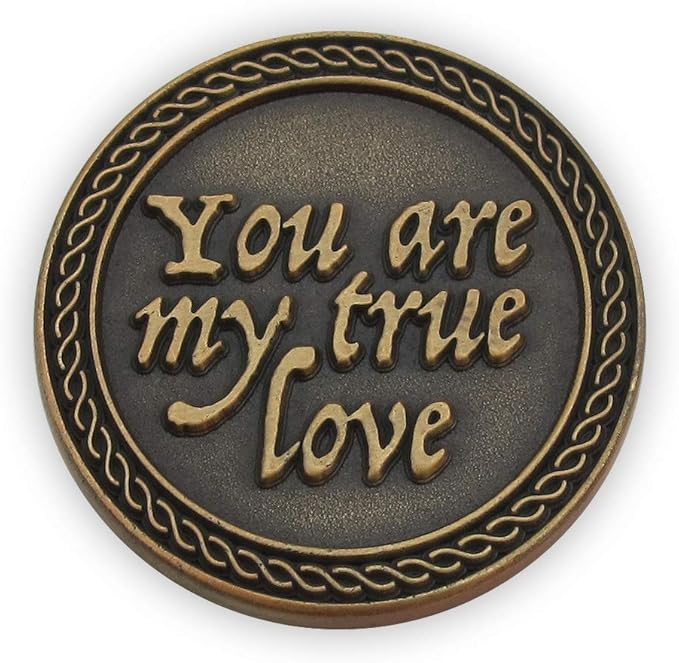 Romantic Love Expression Antique Gold Plated Pocket Coin for Date Night, You are My True Love, & The Best Thing That Ever Happened to Me, Love Gift for Men & Women, from Him or Her