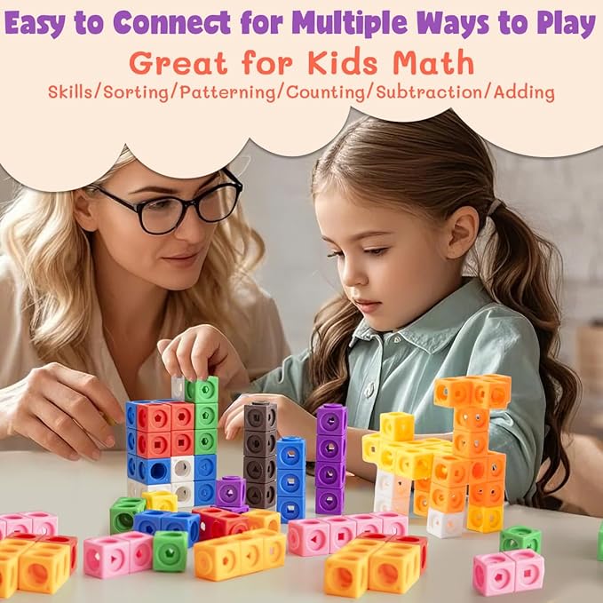 300 Pcs Linking Cubes for Math with Storage Boxes, Kids Counting Blocks for Math STEM Connecting Cubes Math Manipulatives Classroom Learning Supplies for Preschool and Elementary Aged Kids