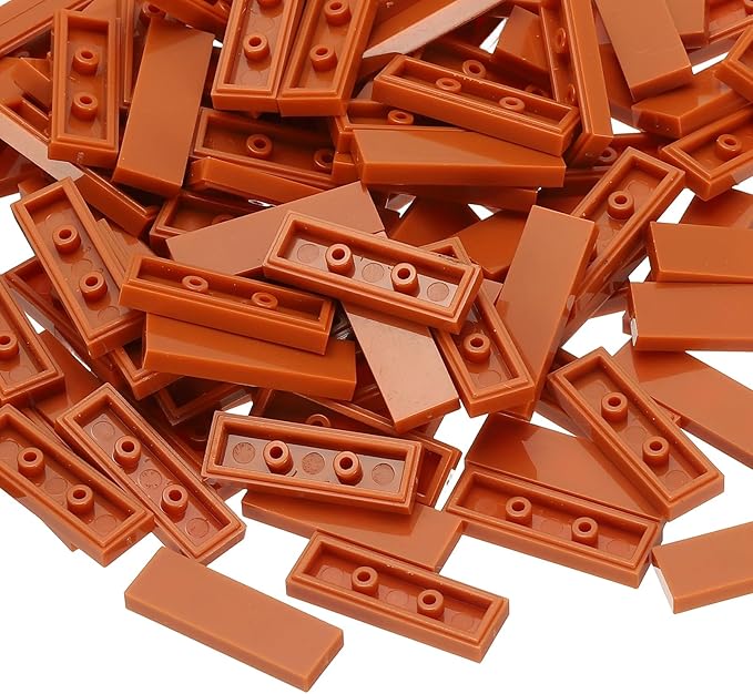 PATIKIL 122 Pcs Flat Blocks Bulk, 1x3 Square Coffee Classic Tiles Smooth Surface Mini Building Blocks Accessories Compatible Bricks Kits for Building Floor Walls Mosaic Pixel Arts