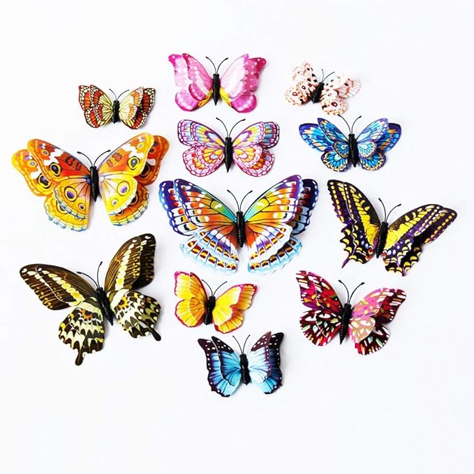 Mixed of 12PCS 3D Pink Butterfly Wall Stickers Decor Art Decorations¡­ (2*Colorful)