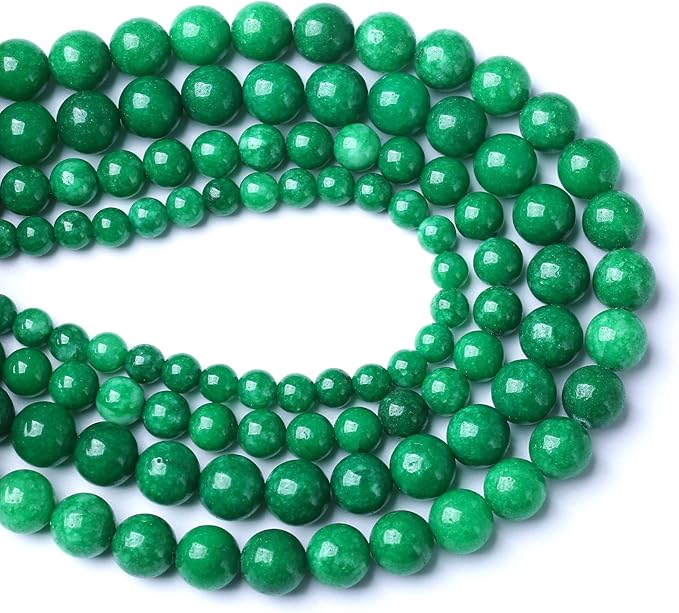 75PCS 10MM Natural Stone Green Cloudy Jade Spacer Loose Beads for Jewelry Making DIY Bracelet Necklace