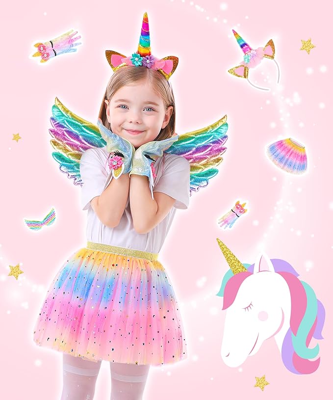 Little Girls Dress Up Costume Set, Fairy and Mermaid Princess Dress Up Clothes Pretend Play Costume for Toddler Girl 3 4 5 6