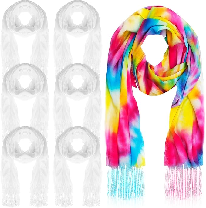 Suhine Blank White Bikini Cover up Wraps to Tie Dye, Full Cotton Summer Scarf Tie Dye Fabric