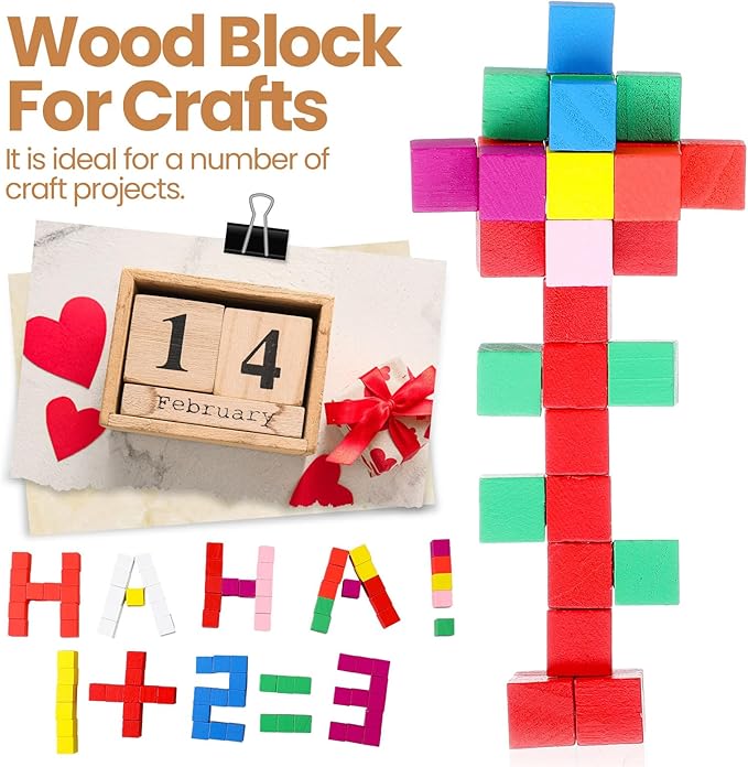 Barydat 100 Pcs 2.76 in Wooden Cubes, Unfinished Wooden Blocks for Crafting Natural Craft Wood Square Blank Cube for DIY Project Baby Showers