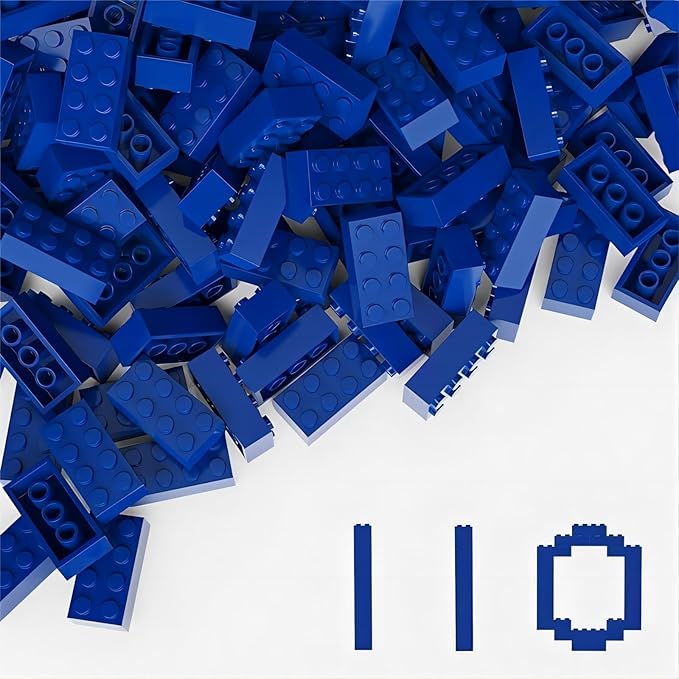 Classic Building Bricks 2x4, Compatible with Lego Parts and Pieces 3001, 110 Piece Bulk Building Block, Creative Building Block for Age 6+ Boys Girls and Bulk Enthusiast (Blue)
