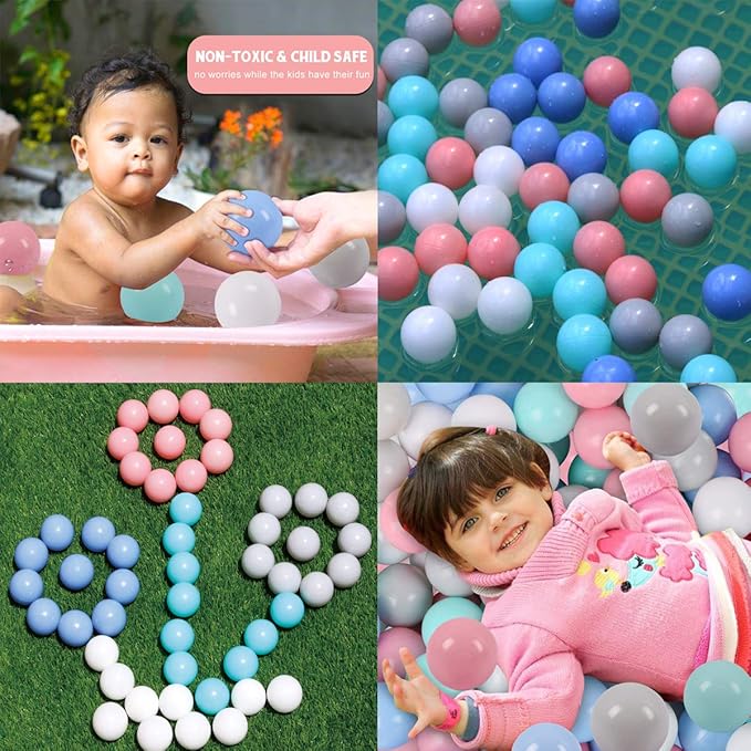 LANGXUN 50 100 200 Soft Plastic Ball Pit Balls for Kids, Gift for Baby Toddler Birthday Christmas, Ball Pit Play Tent, Baby Kiddie Pool Water Toys, Party Decoration