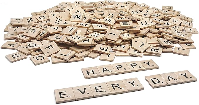1000 Pieces Letters for Crafts, Wood Tiles, DIY Wood Gift Decoration, Making Alphabet Coasters and Crossword Game