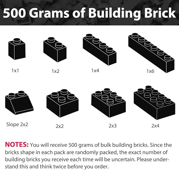 Bulk Black Building Bricks, Classic Building Blocks Compatible with All Major Brands