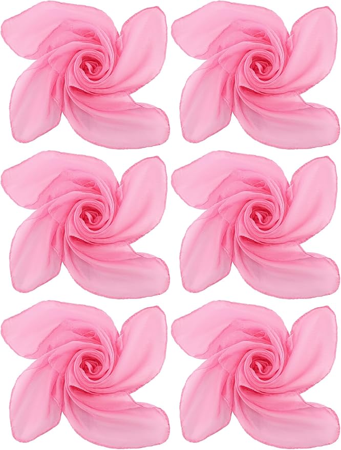 Boao 6 Pieces Chiffon Scarf 1950s Square Neck Head Scarfs Vintage Soft Polyester for Women Lady