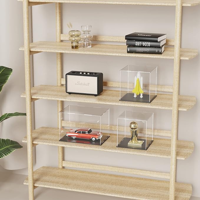 SVENJBB Book Cover Display Case, 14.5x11x4 Inch Acrylic Box for Book Display, Clear Acrylic Display Cases with Matte Black Base for Stamps, Coins, Cards and Jewelry