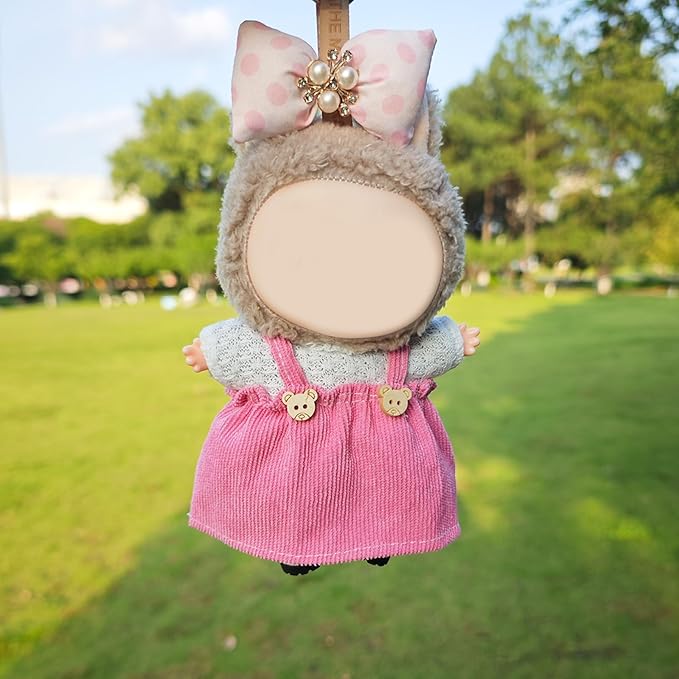 Clothes for 17cm Doll, 2 PCS Cute Chic Style Hair Clip & Dress Set, Dress up Outfit Exquisite Accessories for Dolls
