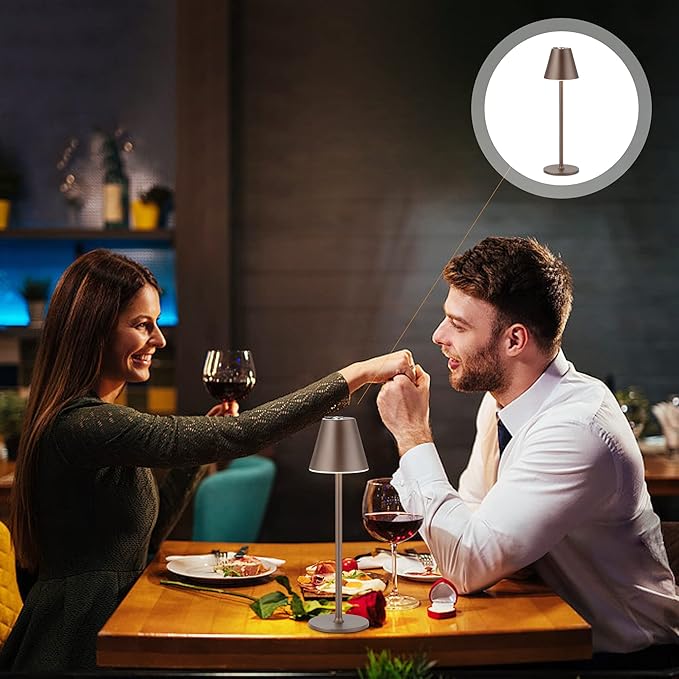 2 Pack LED CordlessTable Lamp,4000mAh Rechargeable Battery Desk lamp,3 Level Brightness Portable Night Light, Minimalist Design, for Couple Dinner/Coffee Table/Restaurant/Bedroom(2Pack Khaki)