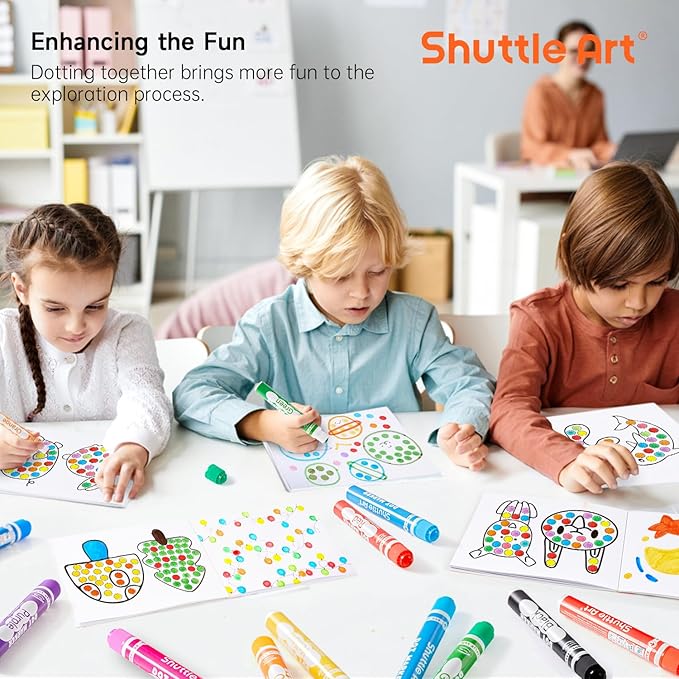 Shuttle Art Dot Markers, 12 Colors Washable Markers for Toddlers,Bingo Daubers Supplies Kids Preschool Children, Non Toxic Water-Based