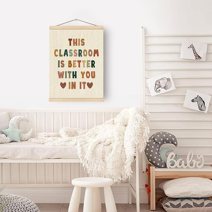 Boat Wades Inspirational Positive Affirmation Wall Art Poster Hanger Frame, Boho Classroom Decor, This Classroom Is Better with You in It Hanging Wall Decor for School Class Room, 12x16 Inch