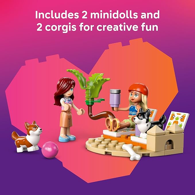 LEGO Friends Surfing Dogs and Scooter Adventure - Building Toy Pretend Play Set for Girls and Boys, Ages 6+ - Birthday Gift for Kids - with 2 Minidolls and 2 Corgi Toy Dogs - 42641