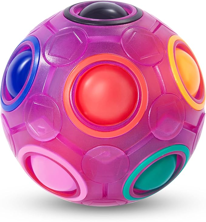Vdealen Magic Rainbow Puzzle Ball, Fidget Ball Puzzle Brain Teaser Fidget Toy for Boys & Girls- Birthday Party Easter Valentines Christmas Stocking Stuffers for Kids Teen & Adults(Purple)