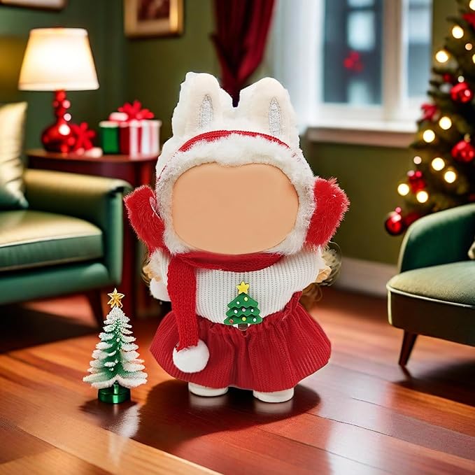 Doll Outfit Clothes Set for 17cm Dolls, Cute Dolls Accessories, Premium Fashion Hat Overalls Sweater Bag Dress Jumpsuit, Christmas Set, NO Doll.(Christmas C6)