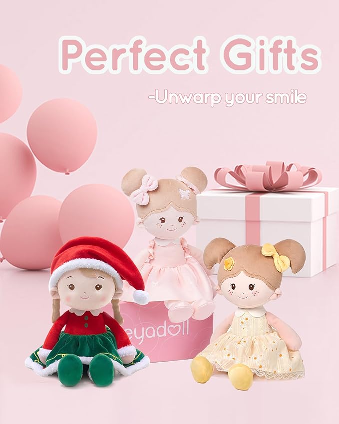 LeyaDoll Soft Baby Doll Toys for Girls (16''), My First Christmas Dolls, Baby Rag Doll Plush Toys for Toddler Kids Infants -Christmas Special - Natalie The Elf