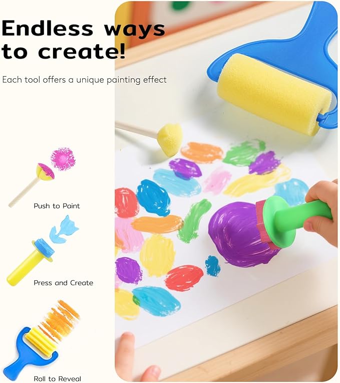 TMOL Washable Finger Paint for Toddlers, 25 PCS Non-Toxic Finger Paints, 10 Vibrant Colors (2fl oz), Baby Paint for Hand and Feet, Safe Art Supplies, Early Learning Gifts for Kids Age 3+