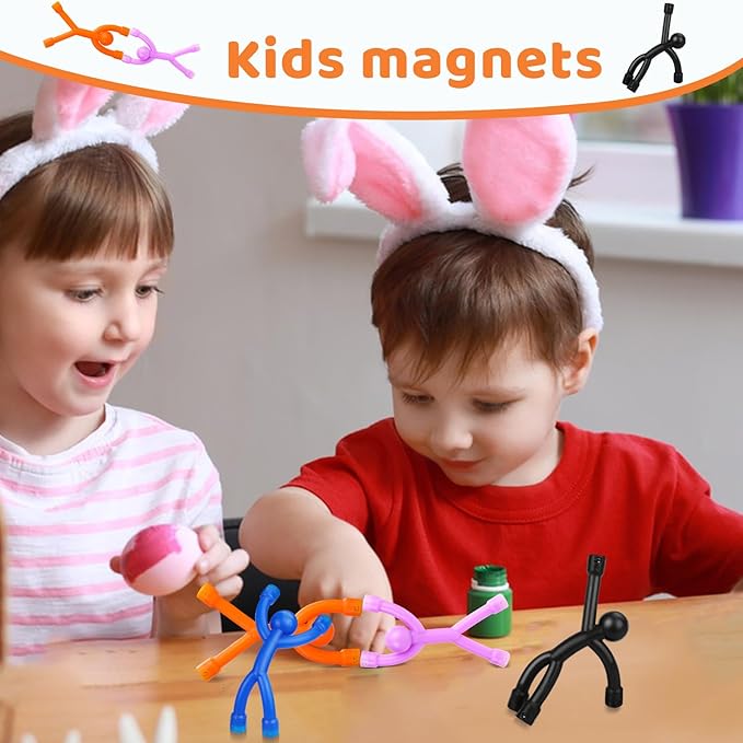 12Pcs Magnetic Toys,Colourful Travel Magnetic Men,Fridge Magnets for Kids,Whiteboard,Easter,Refrigerator,Office
