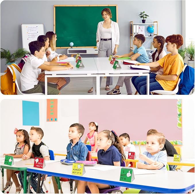 Harloon 24 Pcs I Need Help Mini Flip Chart Signs Self Assessment Cards Behavior Management Classroom Tools for Kids Teachers Classroom School Behavior Educational and Learning Activities Supplies