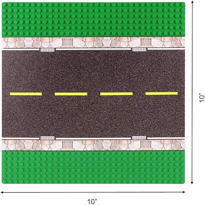Taken All Road Baseplates 10" x 10" - Building Block City Town Straight Road Base Plate Tight Fit with Major Brands (2 Pack Road baseplate)