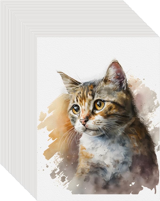 50PCS 9x12 Watercolor Paper Bulk, 140lb/300g Cold Press Thick Water Color Paper Pad for Kid Child Adult, White Art Paper for Drawing Painting Markers Gouache, Textured Cotton Paper Sheets