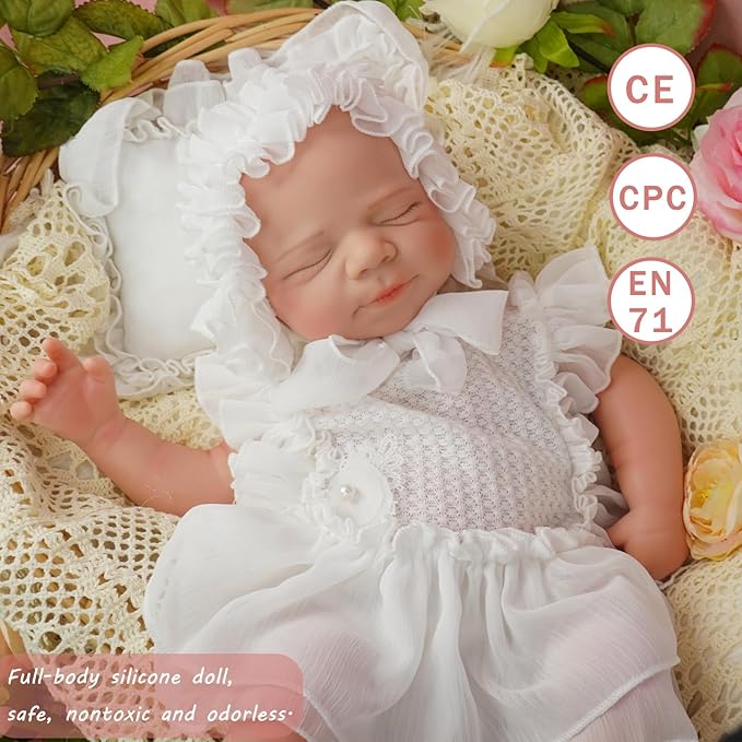Full Silicone Reborn Baby Doll, 20 Inch Lifelike Newborn Girl, Reborn Baby Dolls Silicone Full Body Sleeping for Therapy & Memory Keepsake